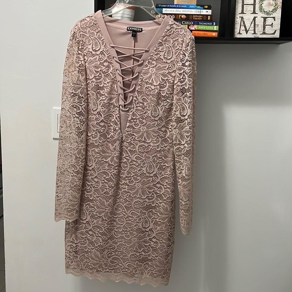 Lacy pink dress beautiful for a wedding guest dress